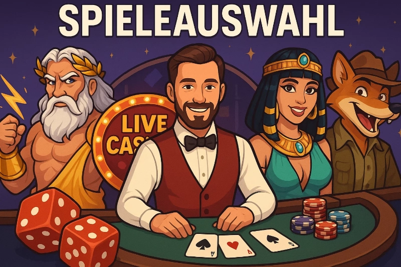 Spieleauswahl ohne Einschränkungen: Slots, Live Casino & Poker